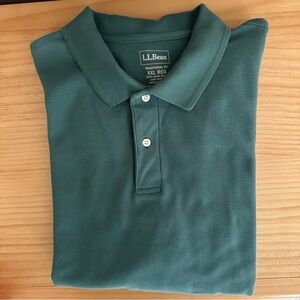 L.L. Bean Men's Green Long Sleeve Polo Shirt XXL